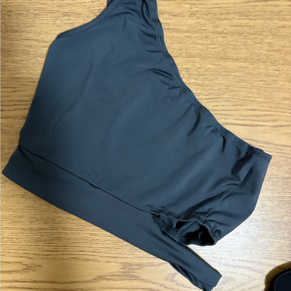 SHEIN Dark Gray One-Shoulder Bikini Top
